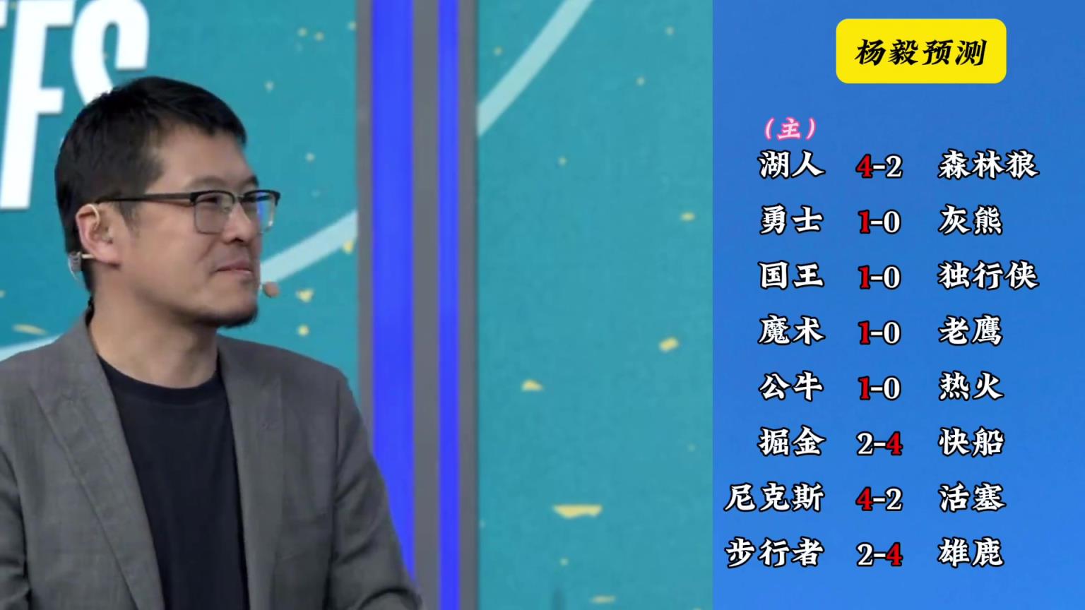 明燈來(lái)了！看看楊毅的季后賽預(yù)測(cè)：湖人4-2狼 快船4-2掘金
